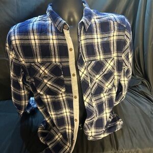 Men's Blue Plaid Shirt-Dravis size medium-#500